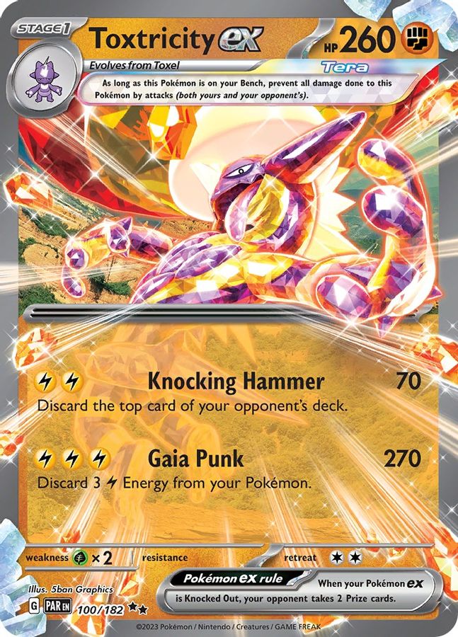 Buy Pokemon cards Australia - Toxtricity EX 100/182 - Premium Raw Card from Monster Mart - Pokémon Card Emporium - Shop now at Monster Mart - Pokémon Cards Australia. Double Rare, EX, MMB50, Paradox Rift