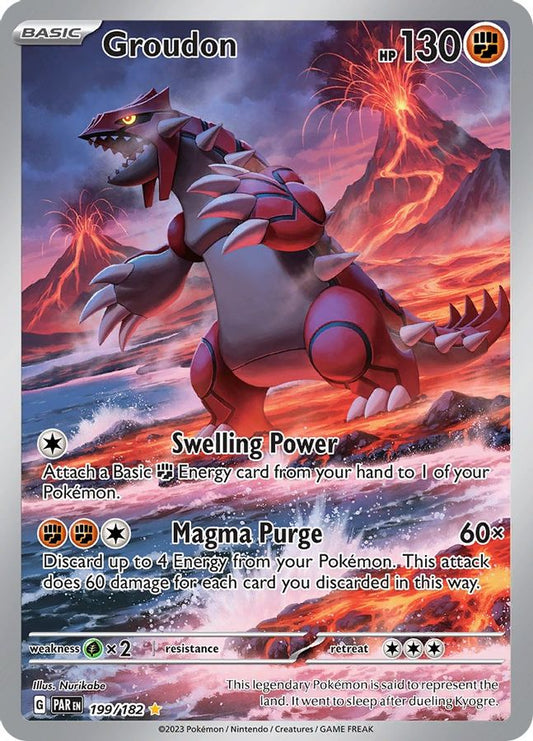 Buy Pokemon cards Australia - Groudon 199/182 - Premium Raw Card from Monster Mart - Pokémon Card Emporium - Shop now at Monster Mart - Pokémon Cards Australia. Illustration Rare, Paradox Rift