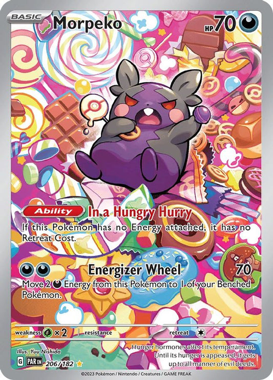 Buy Pokemon cards Australia - Morpeko 206/182 - Premium Raw Card from Monster Mart - Pokémon Card Emporium - Shop now at Monster Mart - Pokémon Cards Australia. Illustration Rare, MMB20, Paradox Rift