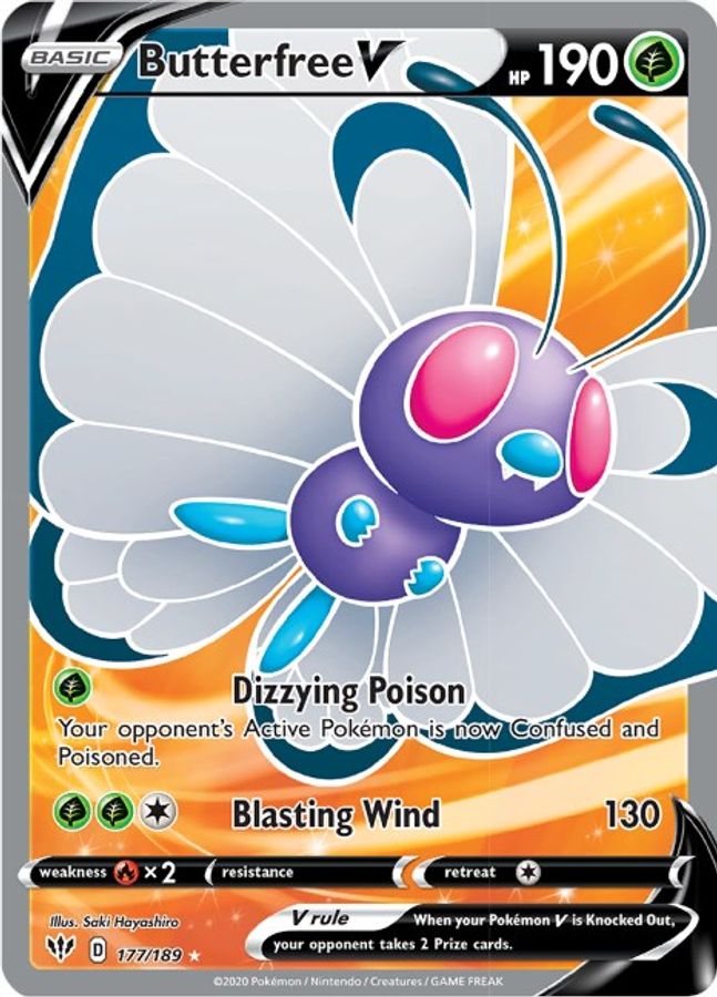 Butterfree V Full Art 177/189 - Monster Mart - Pokémon Cards Australia