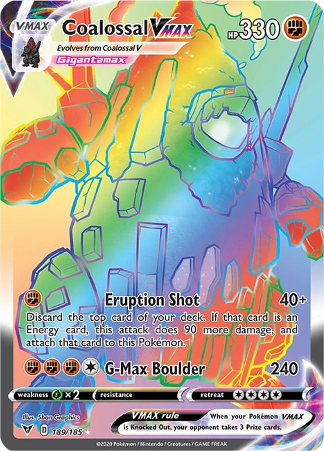 Coalossal VMAX Rainbow Raw Card - Rare Pokmon Collectible Coalossal VMAX Rainbow Raw Card - Rare Pokmon Collectible