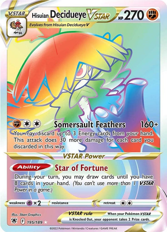 Decidueye VSTAR Rainbow 195/189 - Monster Mart - Pokémon Cards Australia