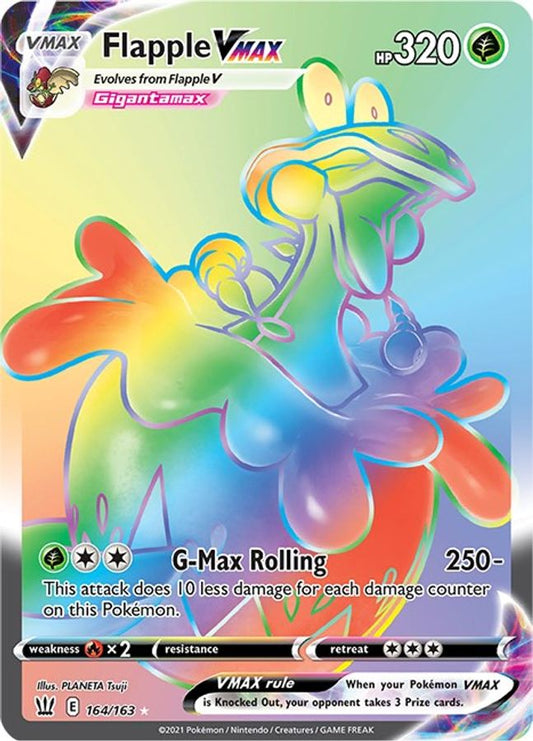 Flapple VMAX Rainbow 164/163 - Monster Mart - Pokémon Cards Australia