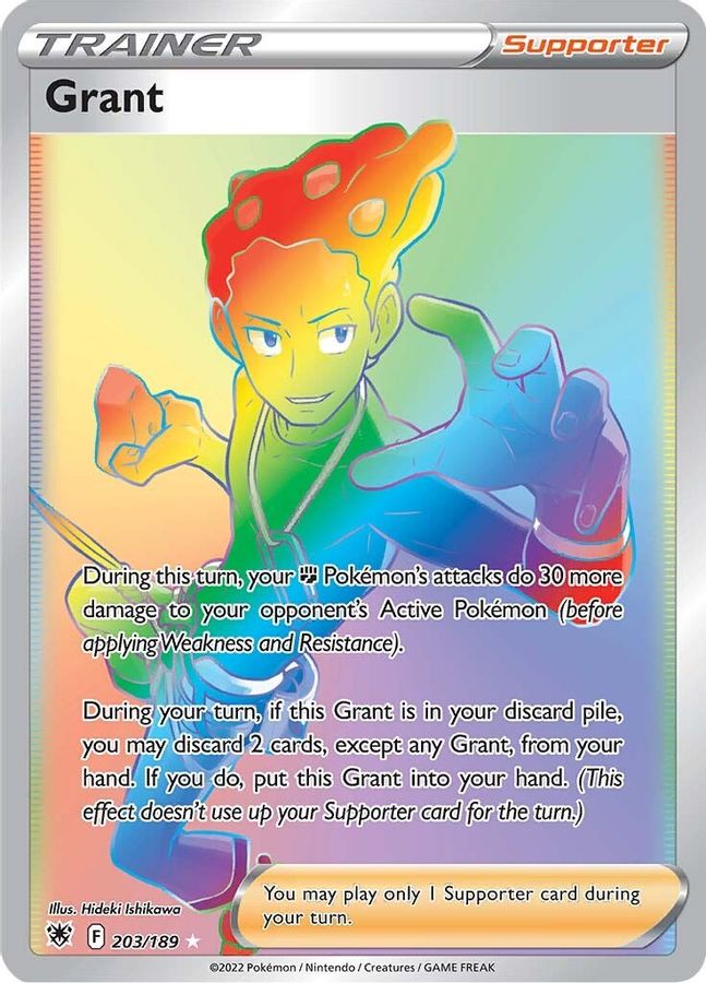 Grant Rainbow Trainer Raw Card - Rare Collectible 203/189 Grant Rainbow Trainer Raw Card - Rare Collectible 203/189