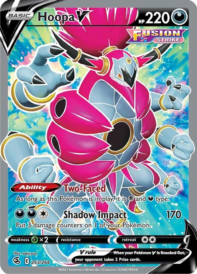 pokemon cards hoopa V 253/264 Raw Card Wheel of Fortune Attack 2 Pikachu V fake card? Card Type:Friends Forever