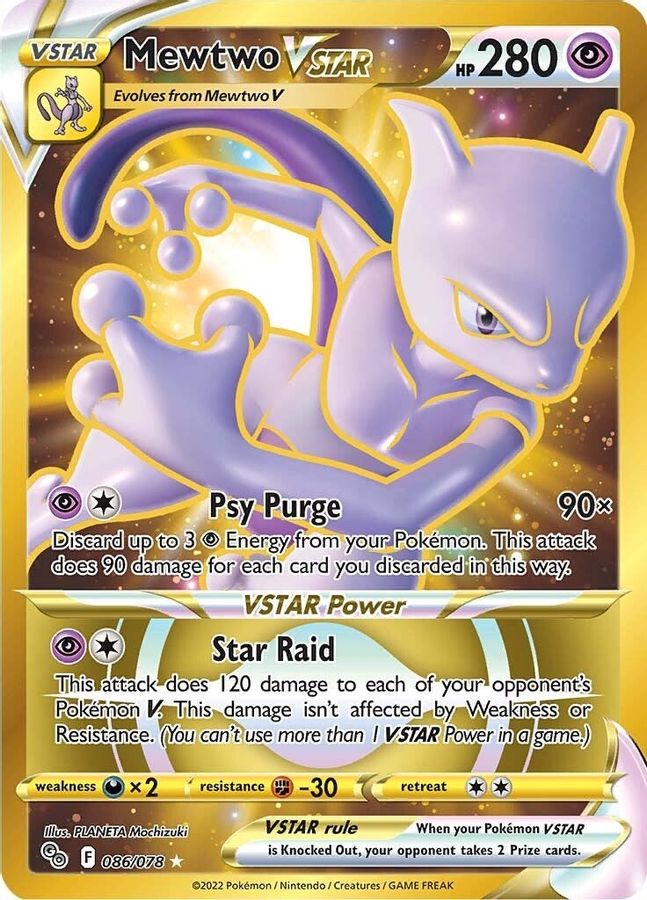 Mewtwo VSTAR Raw Card 086/078 - Rare Pokmon Collectible Mewtwo VSTAR Raw Card 086/078 - Rare Pokmon Collectible