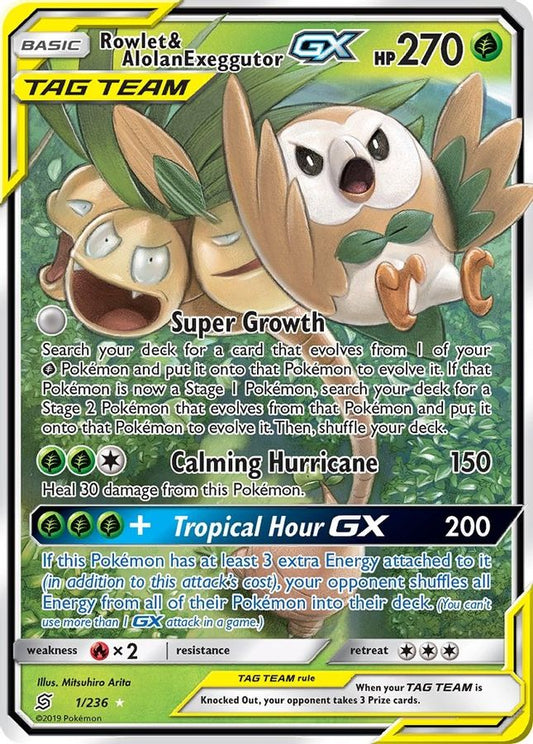 Rowlet & Alolan Exeggutor GX 1/236 - Monster Mart - Pokémon Cards Australia