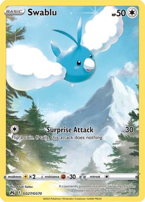 Swablu GG27/GG70 - Monster Mart - Pokémon Cards Australia