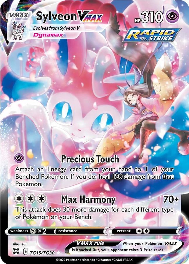 tg pokemon cards Sylveon VMAX TG15/TG30 [darkness] Resistance Animar, Soul of Elements Variants:Draconic Dissent Custom customizable