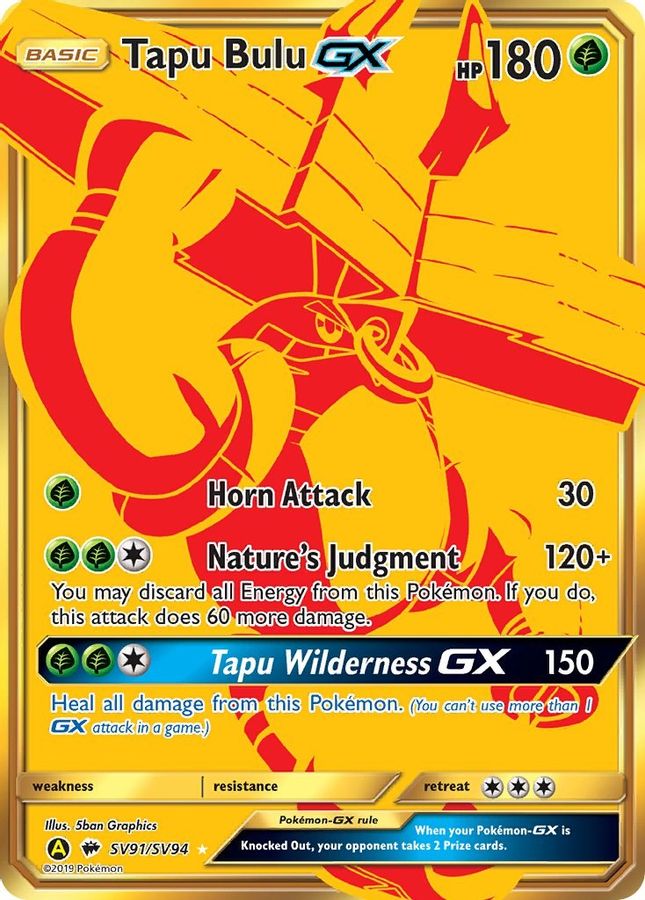 1995 charmeleon pokemon card 24 102 Tapu Bulu GX SV91/SV94