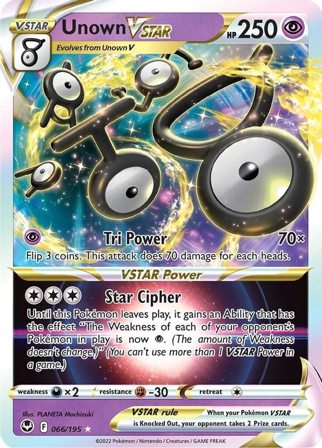 Unown VSTAR Raw Card - Rare Pokemon Collectible 066/195 Unown VSTAR Raw Card - Rare Pokemon Collectible 066/195